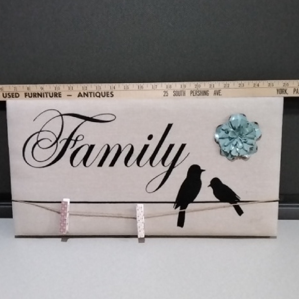 Family Wall Art with Birds and Flower Accent